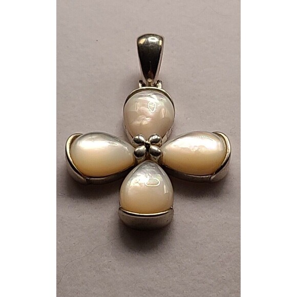 Sterling Silver & Mother Of Pearl Cross 925 Vintage - Picture 1 of 5